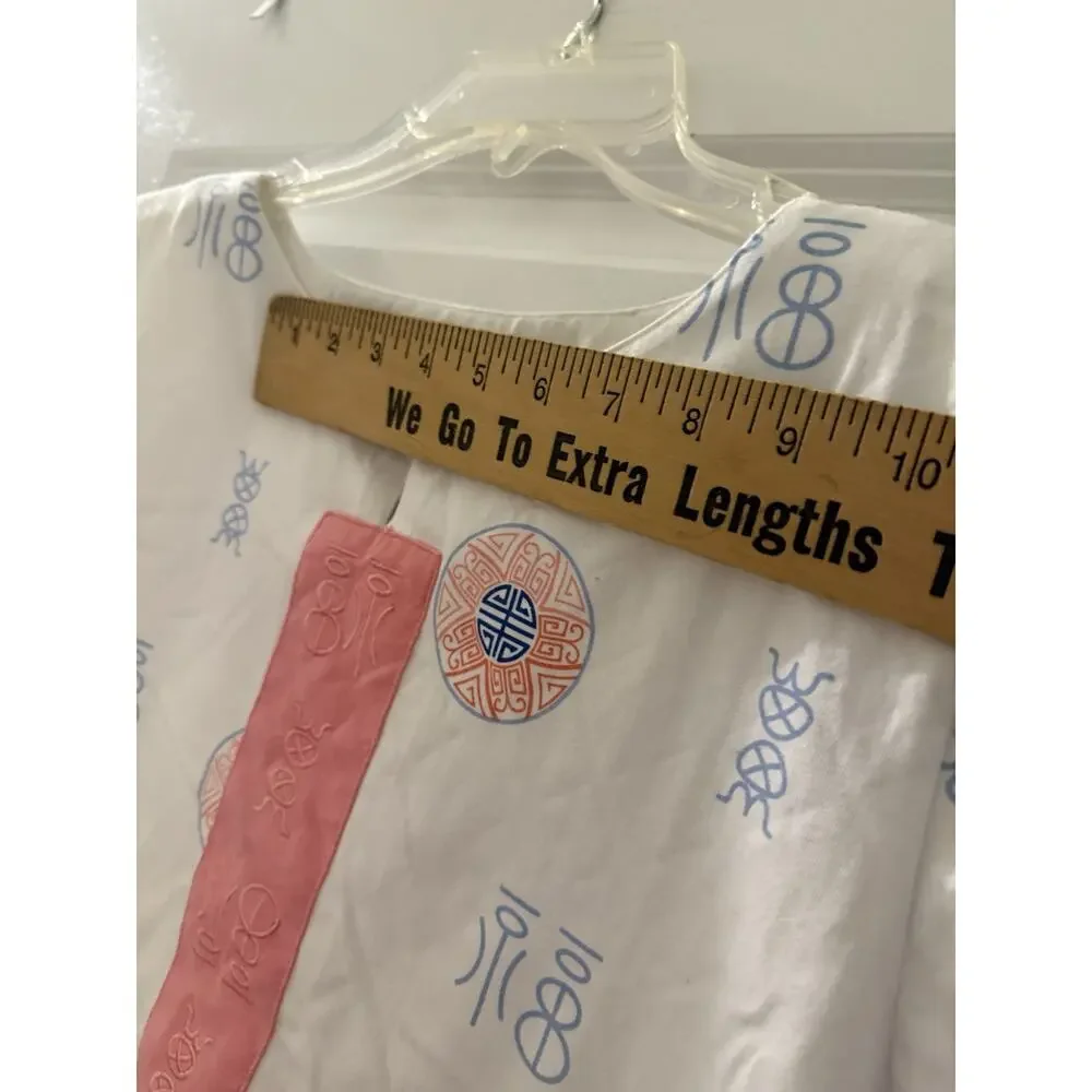 Asian Shirt Small Size White Blue And Pink